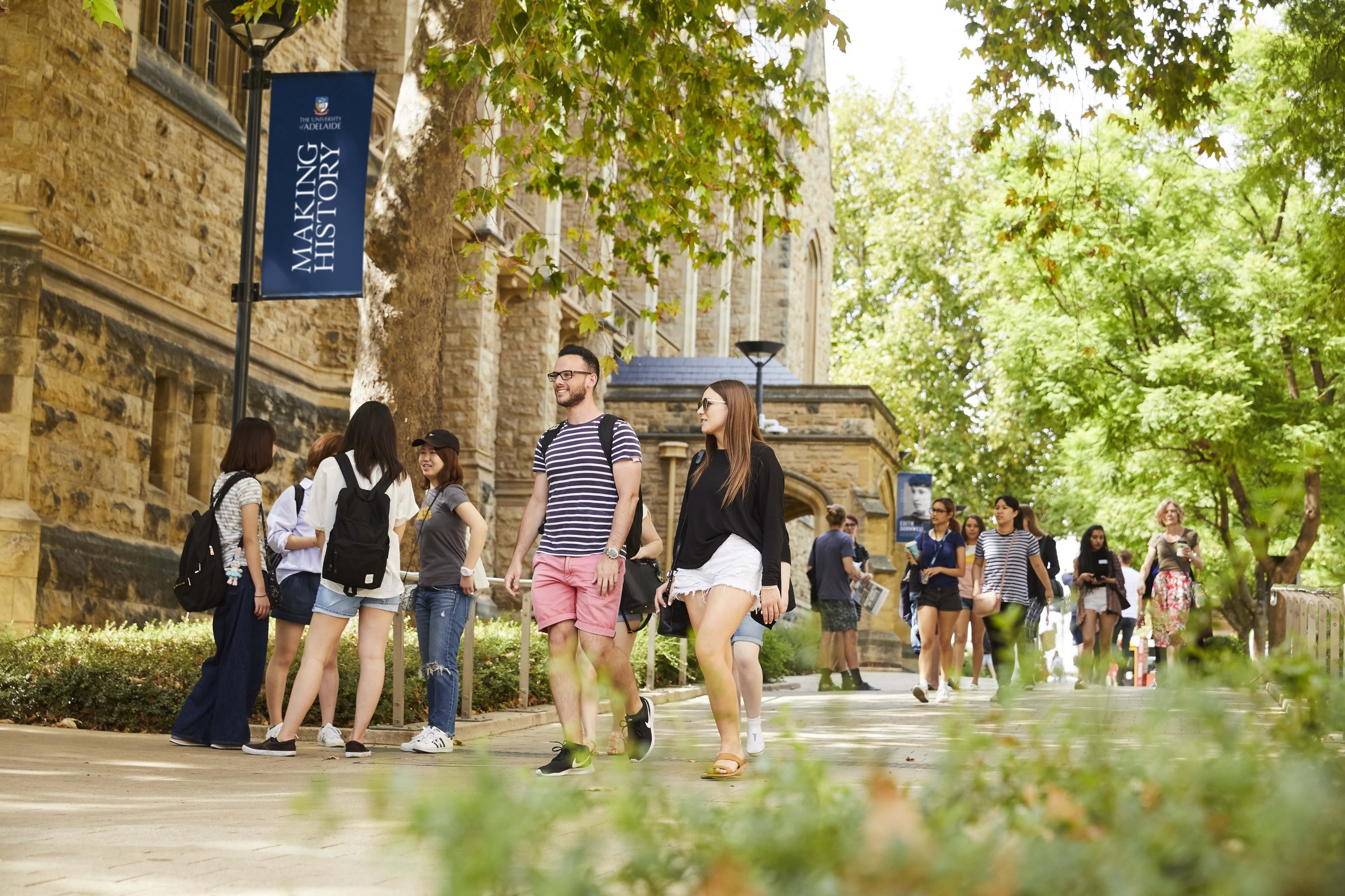 Students walking on the campus of the University of Adelaide