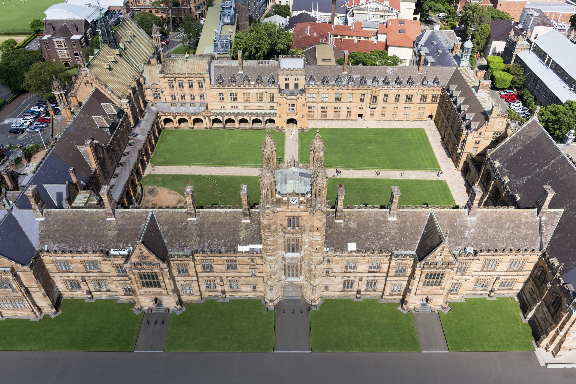 Aerial view of the University of Sydney quad