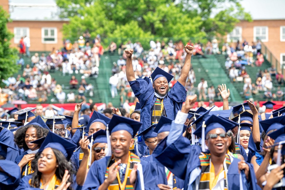 Howard students celebrating graduation