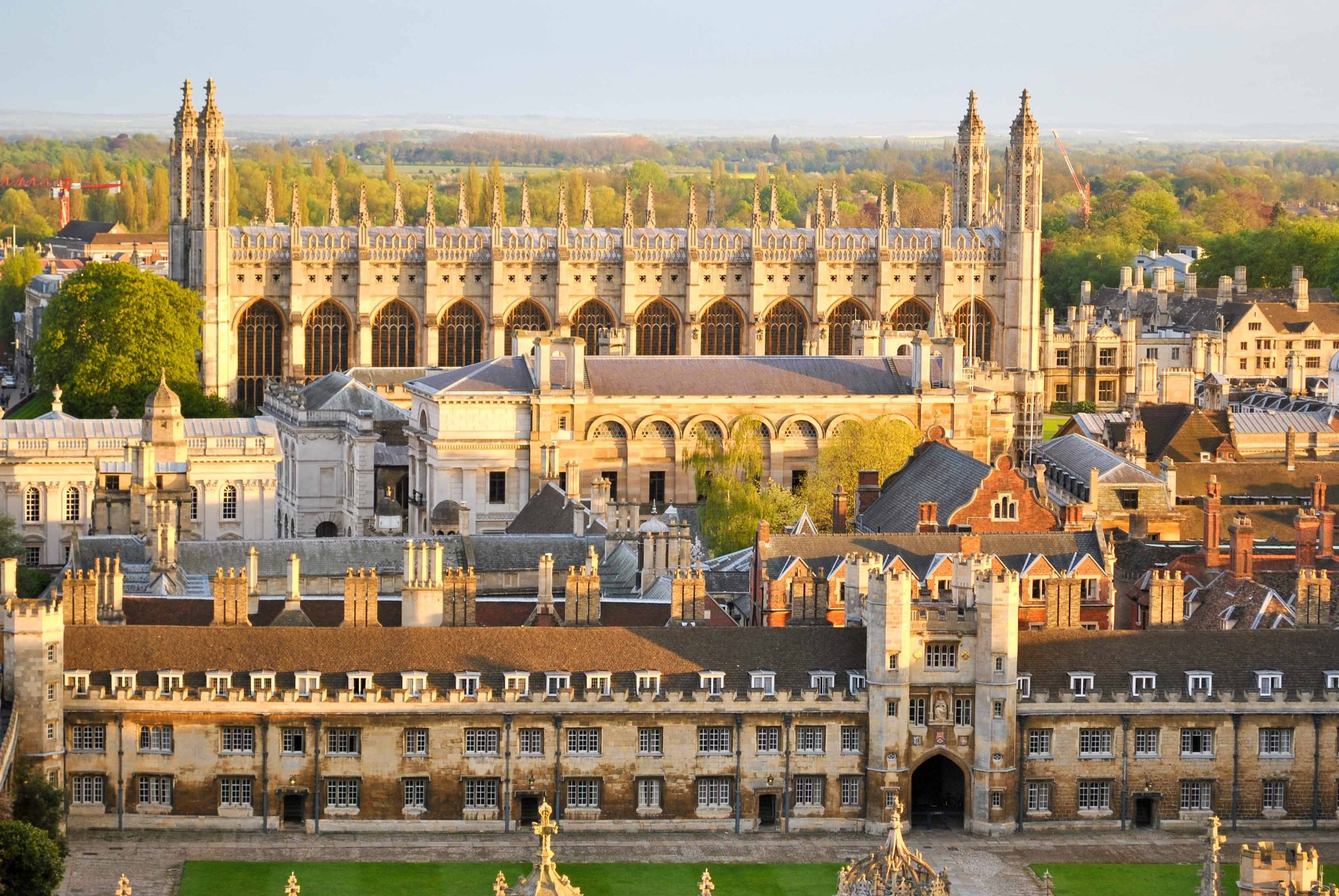 An aerial view of King's College Chapel at the University of Cambridge